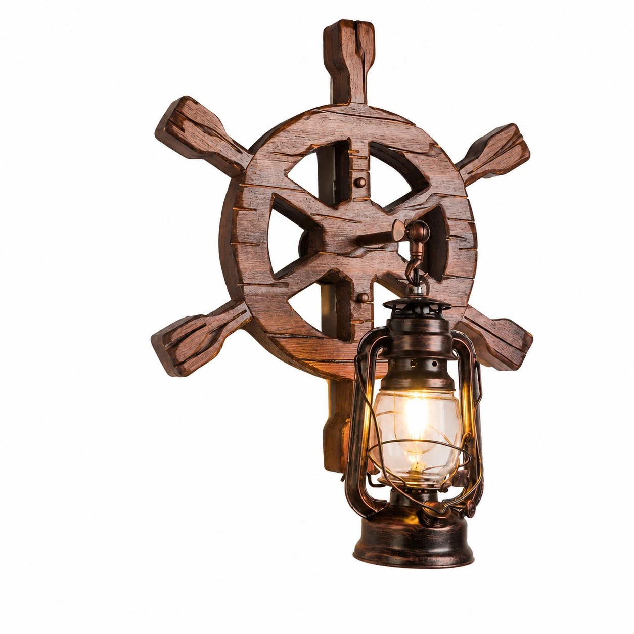 Ship Wheel Lantern Sconce