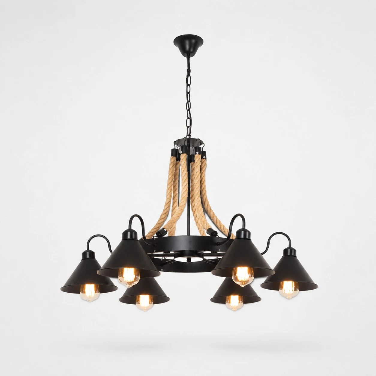 Rustic farmhouse rope chandelier