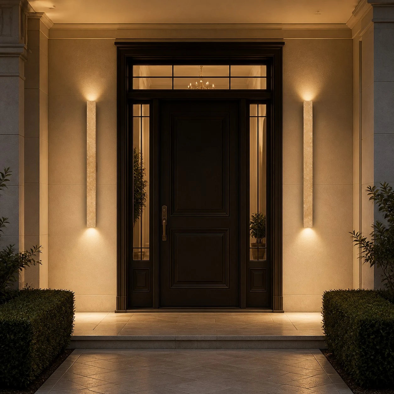 stone linear wall sconce scene