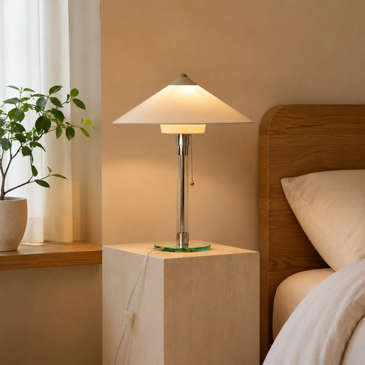 Warm Bedroom Bedside Lighting Scene