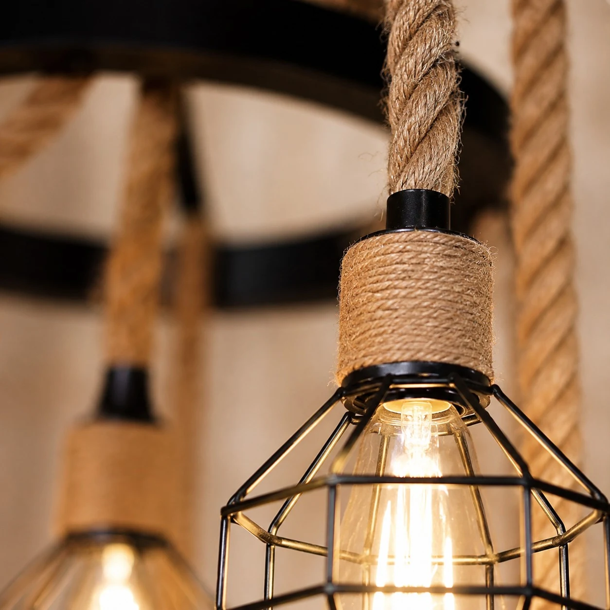 Rustic farmhouse rope chandelier