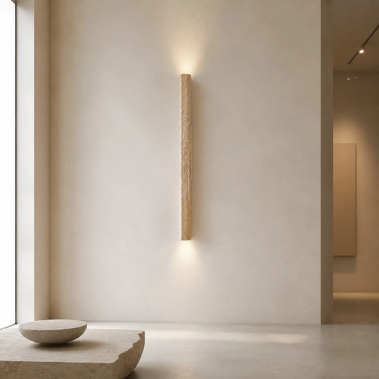 stone linear wall sconce scene