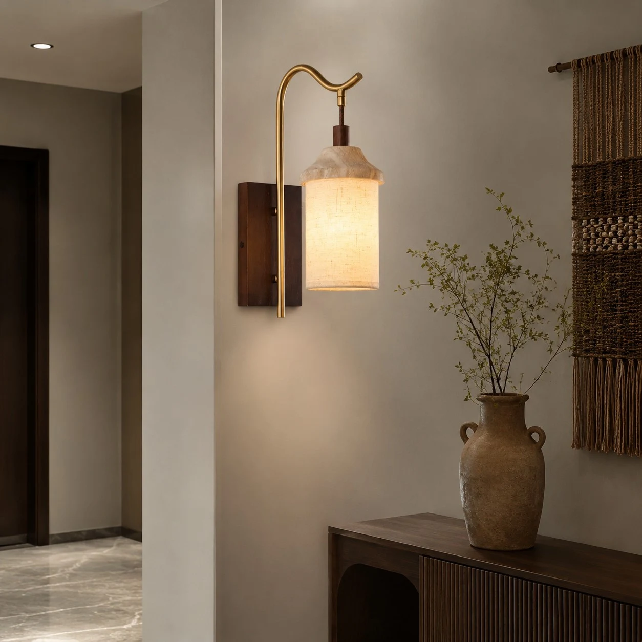 Entryway wall lighting scene