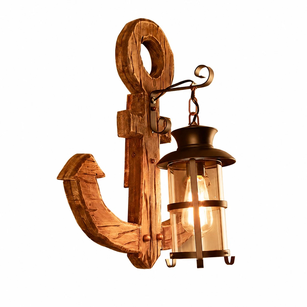 Curved Scroll Lantern Sconce