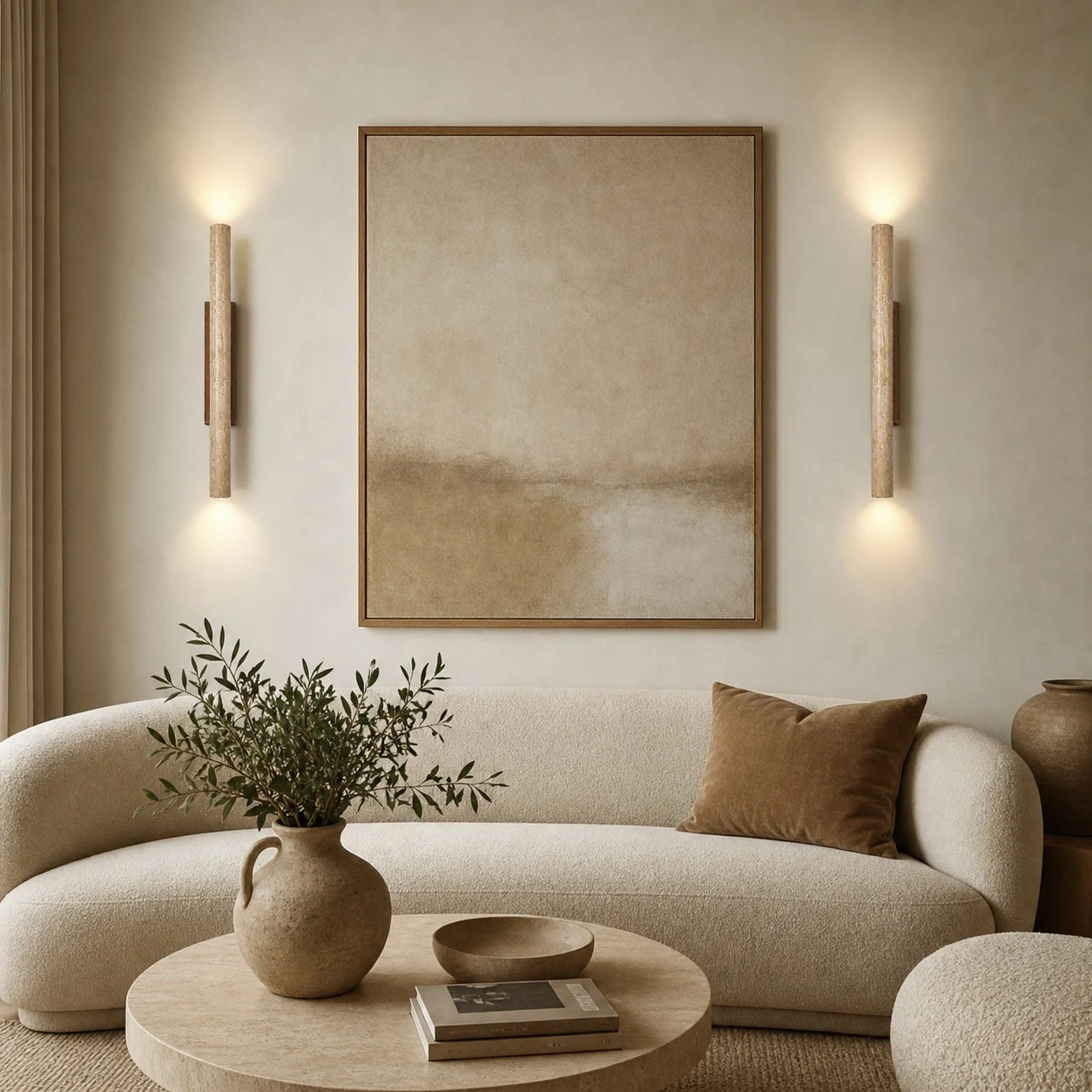 stone linear wall sconce scene