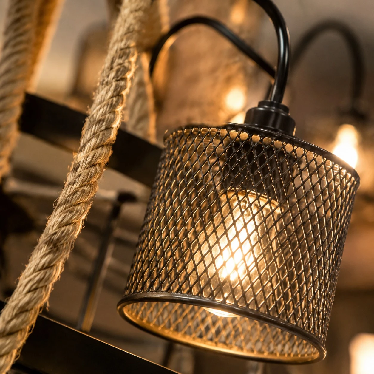 Rustic farmhouse rope chandelier