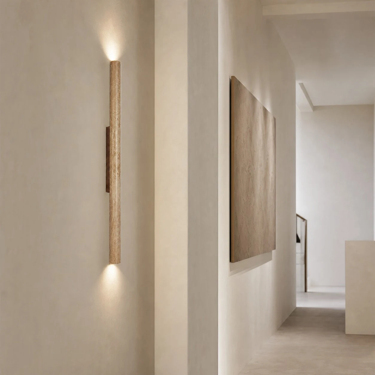 stone linear wall sconce scene