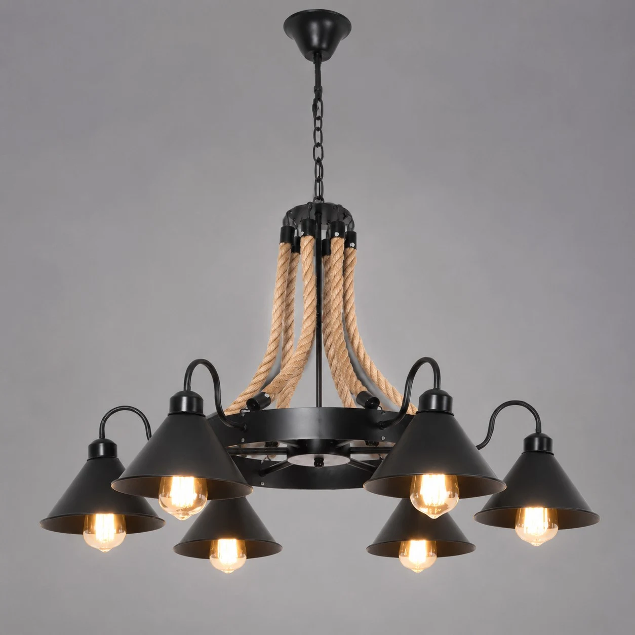 Rustic farmhouse rope chandelier