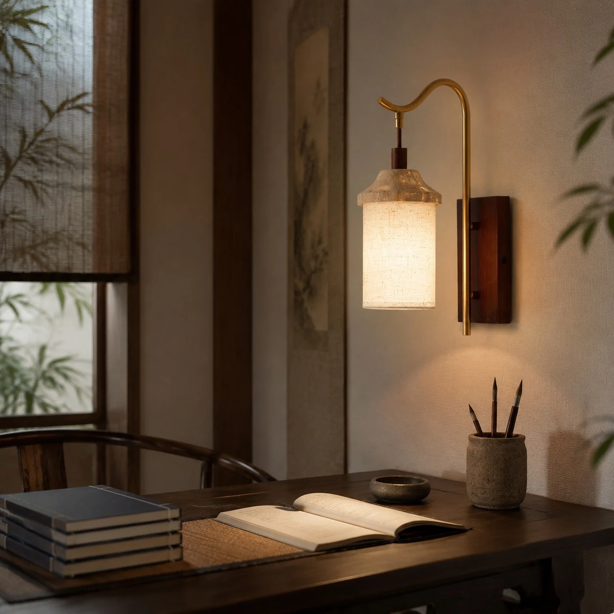Study or reading area wall lighting scene
