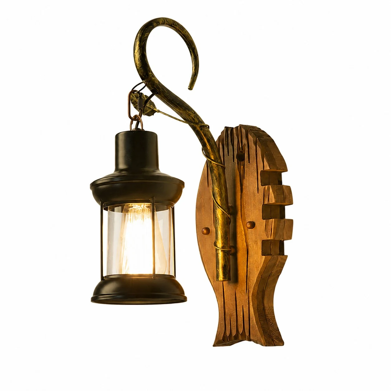 Hooked Curved Lantern Sconce