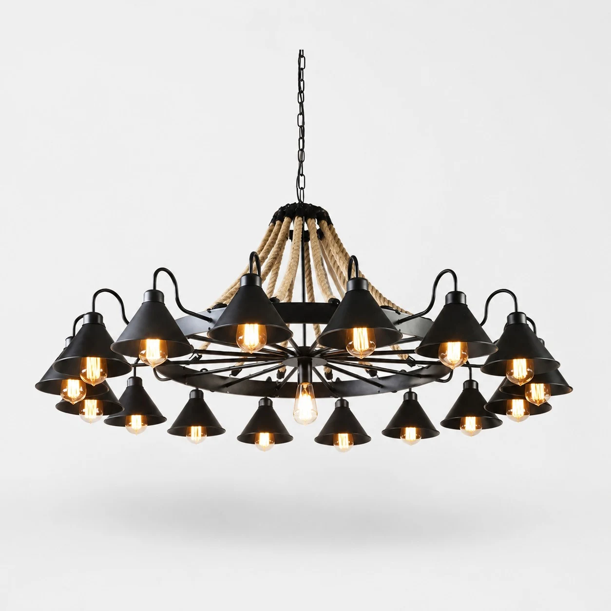Rustic farmhouse rope chandelier