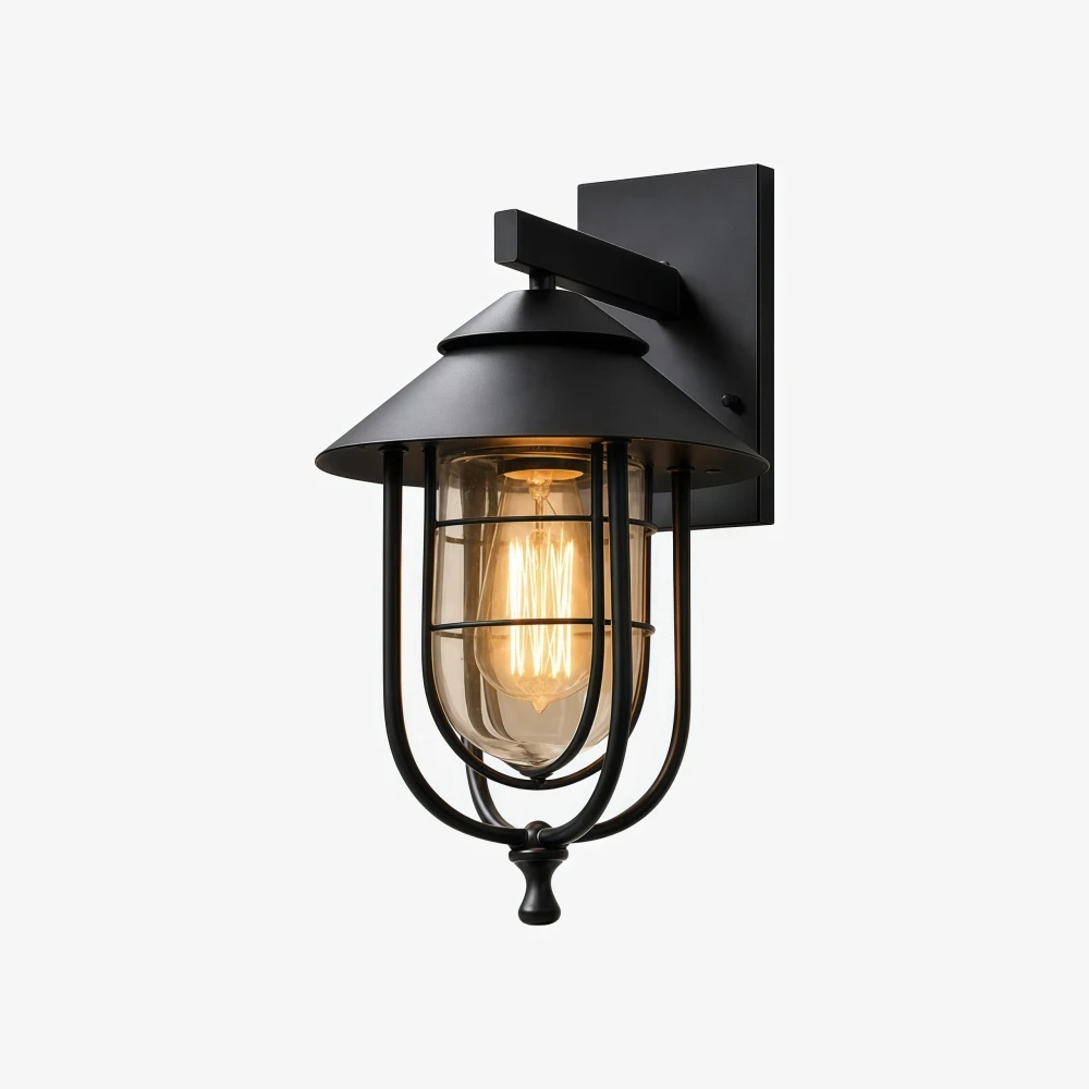 Patnox outdoor wall lantern in Black finish