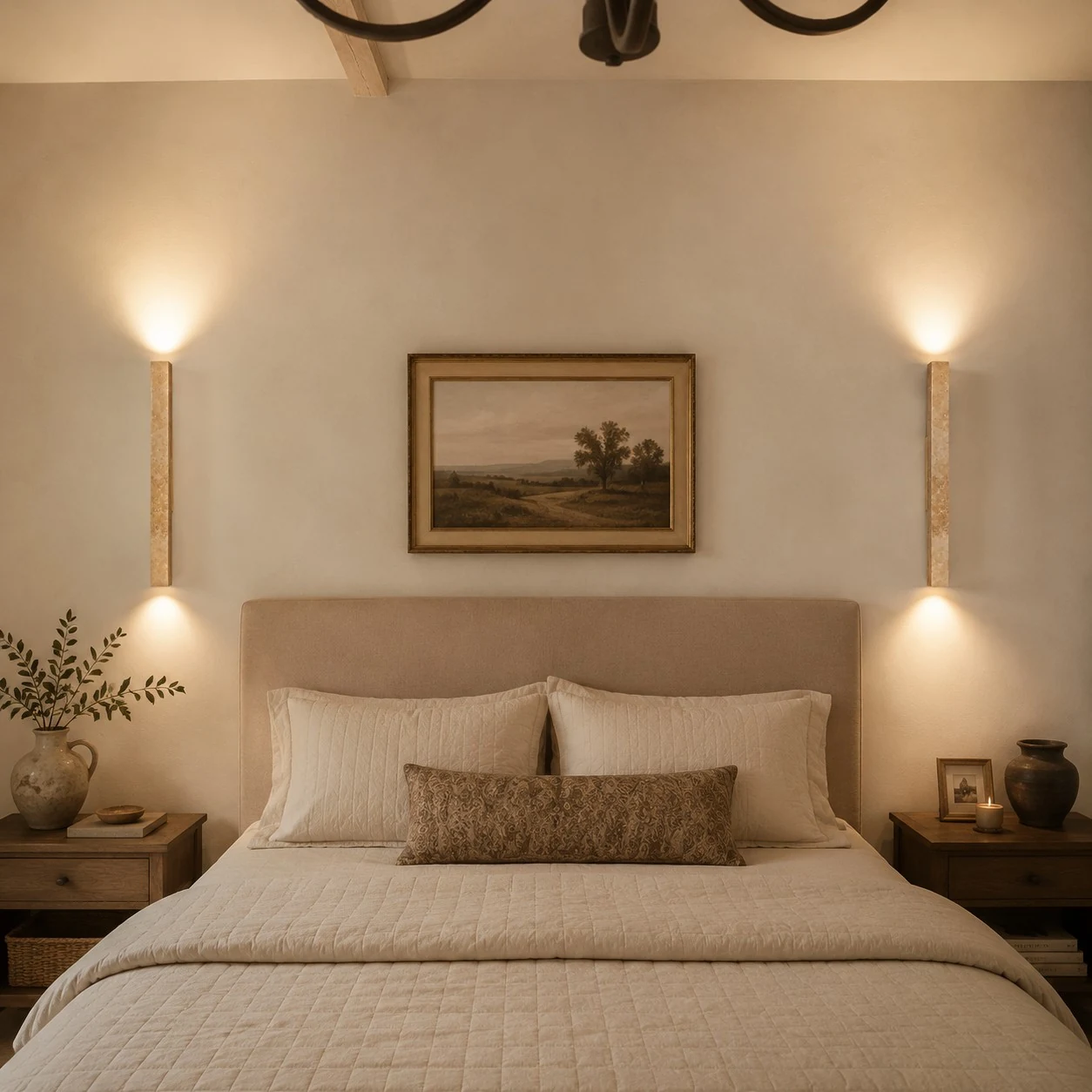 stone linear wall sconce scene