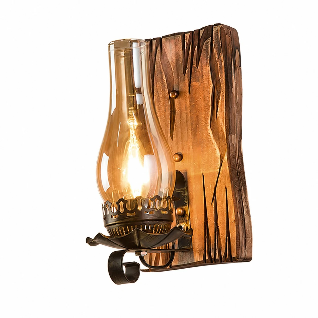 Oil Lamp Driftwood Sconce