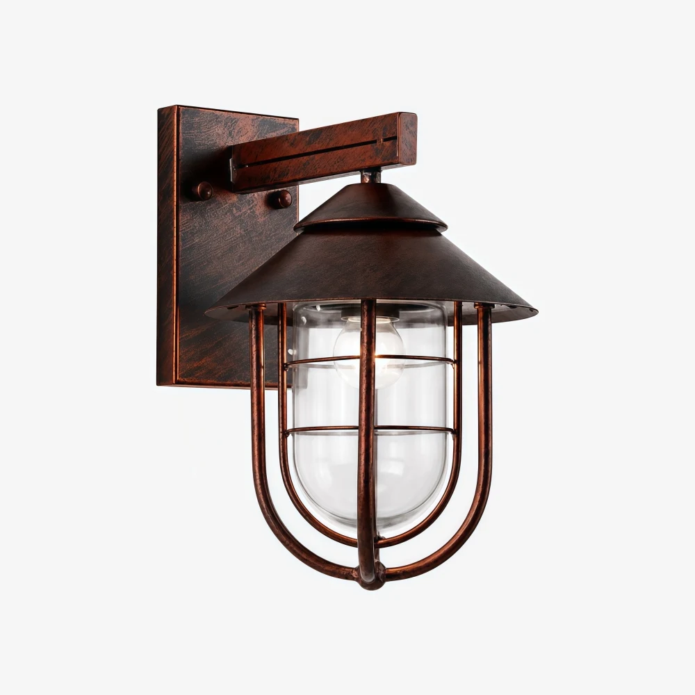 Patnox outdoor wall lantern in Rust Bronze finish