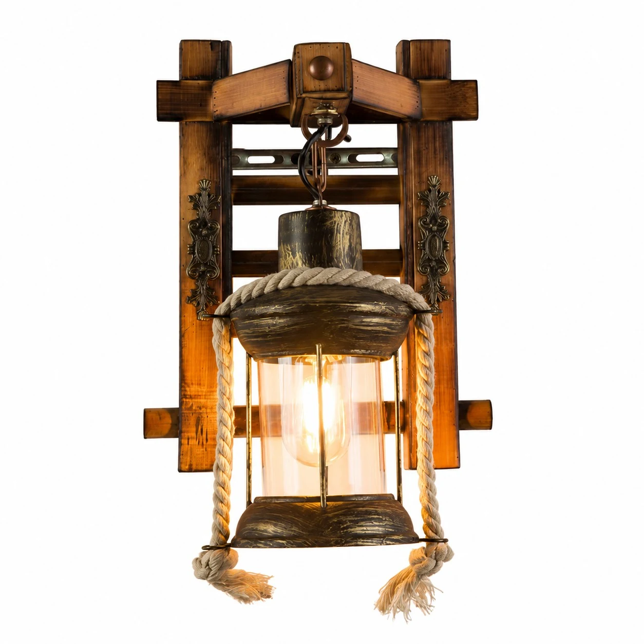Framed Rope Lantern Sconce