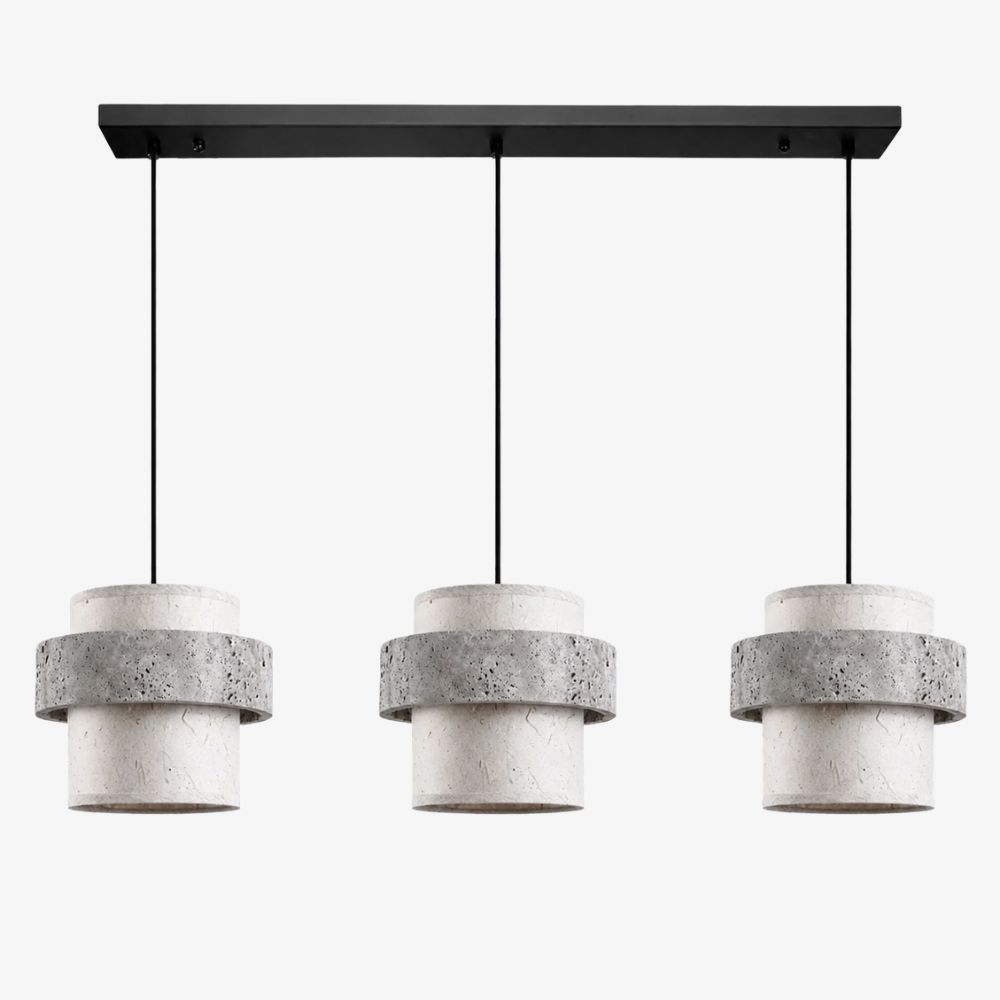 Style C gray travertine stone pendant light with three heads