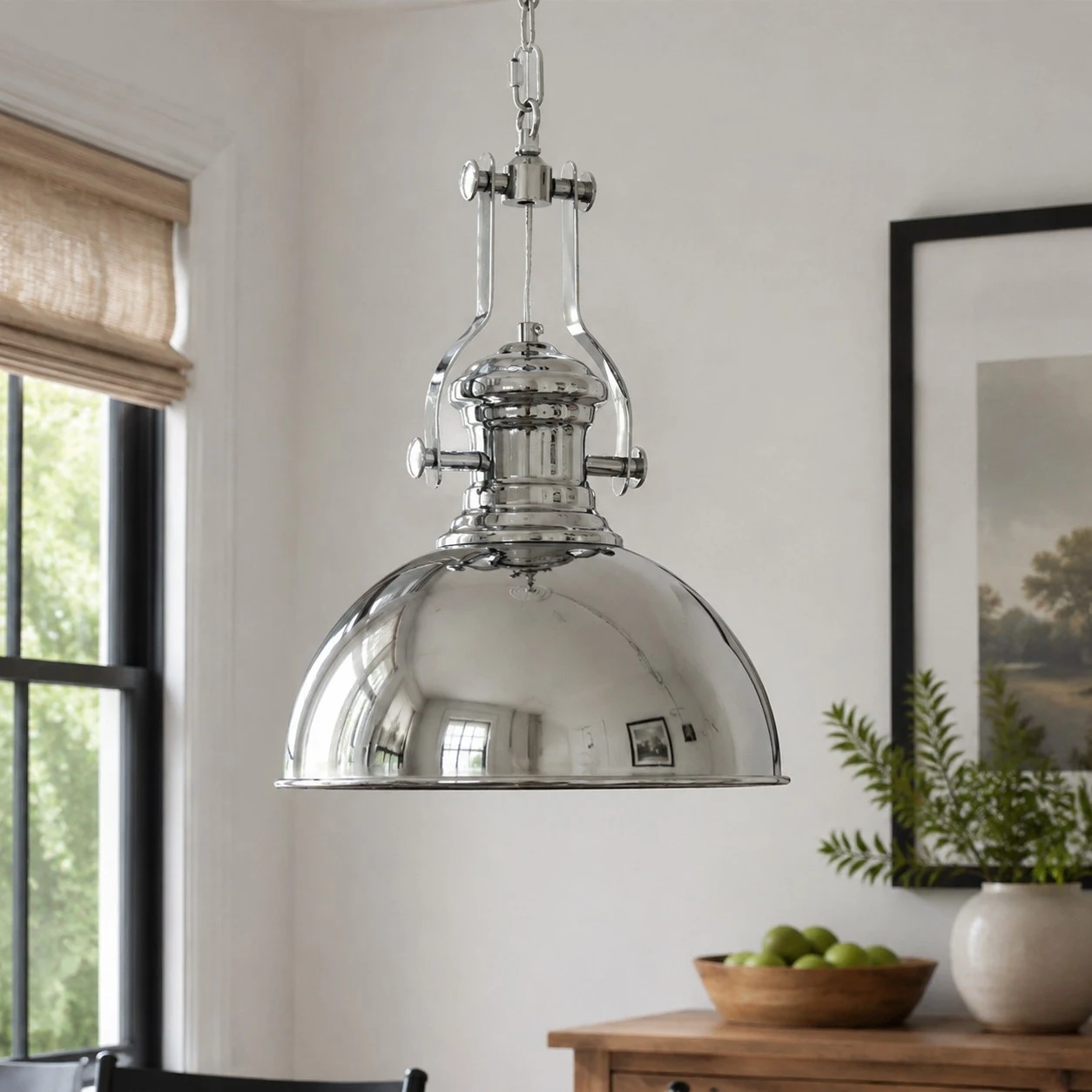 Bauhaus chrome dome pendant light