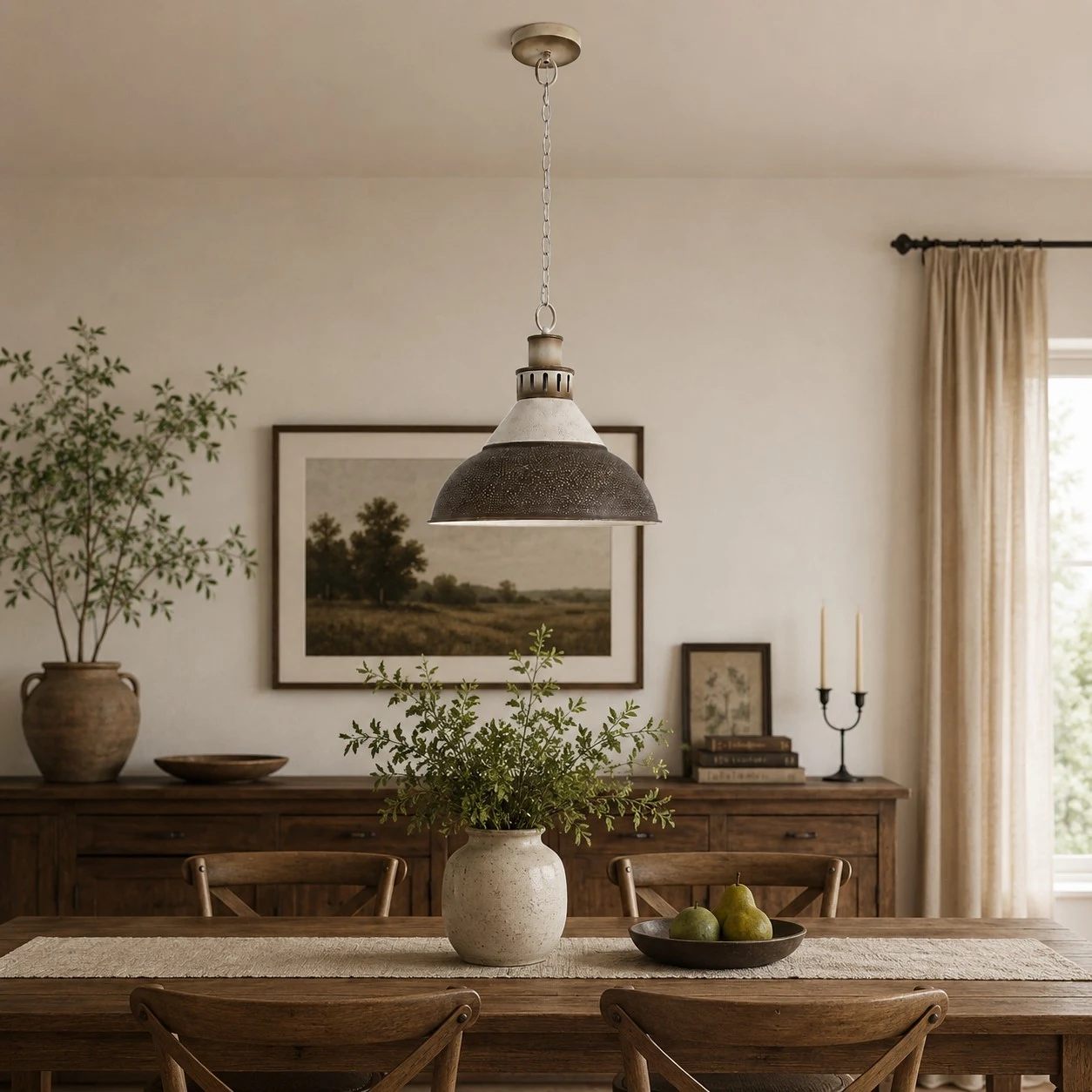 industrial dome pendant light scene and detail