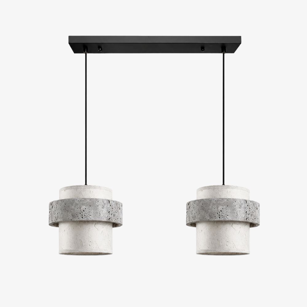 Style C gray travertine stone pendant light with two heads