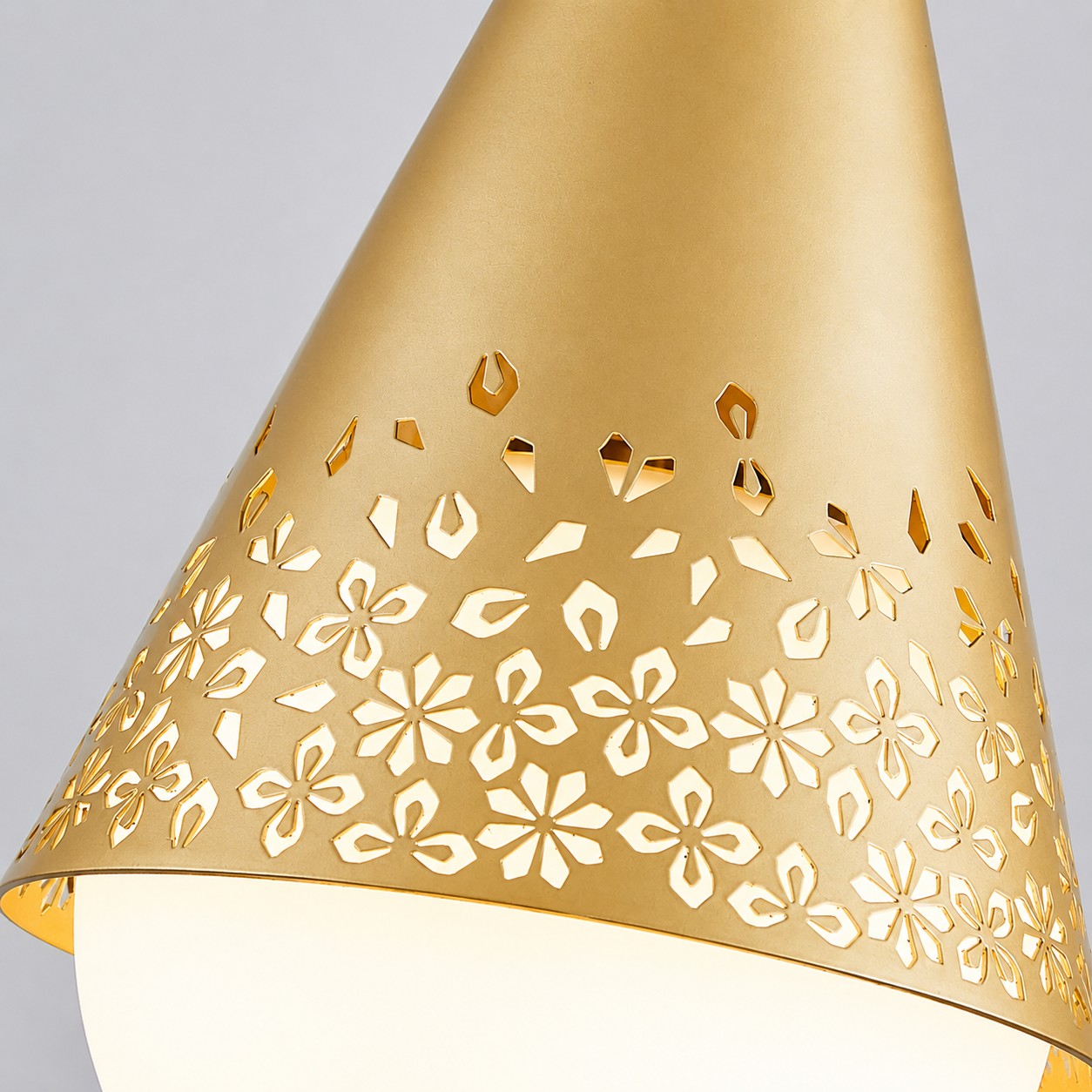 Frosted white glass globe diffuser on the outdoor pendant