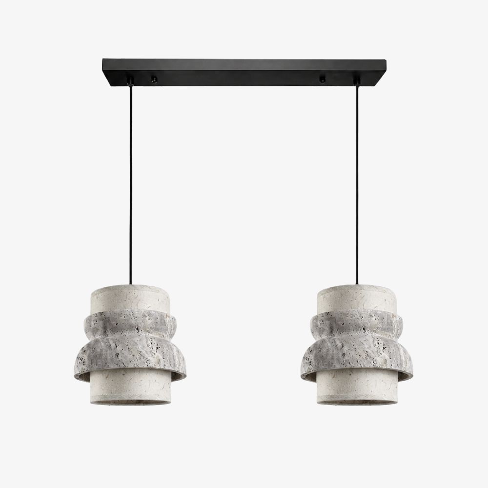 Style A gray travertine stone pendant light with two heads