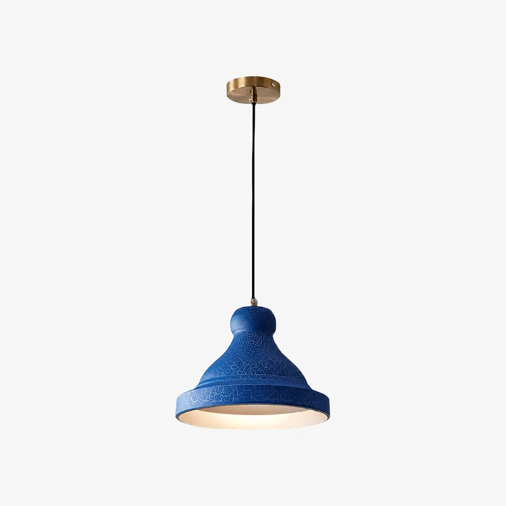 Blue metal dome pendant lamp product view