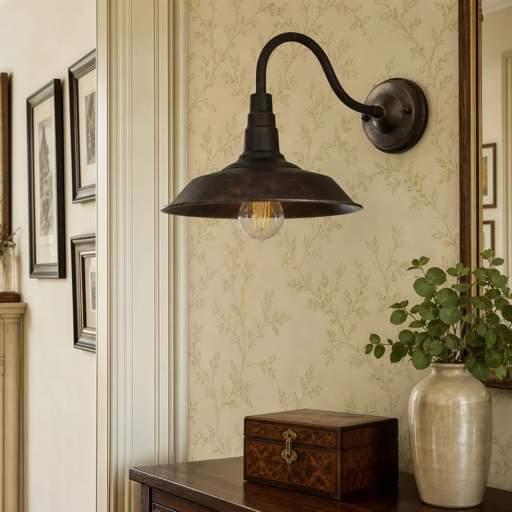Antique Solenvo lamp in a warm indoor wall setting