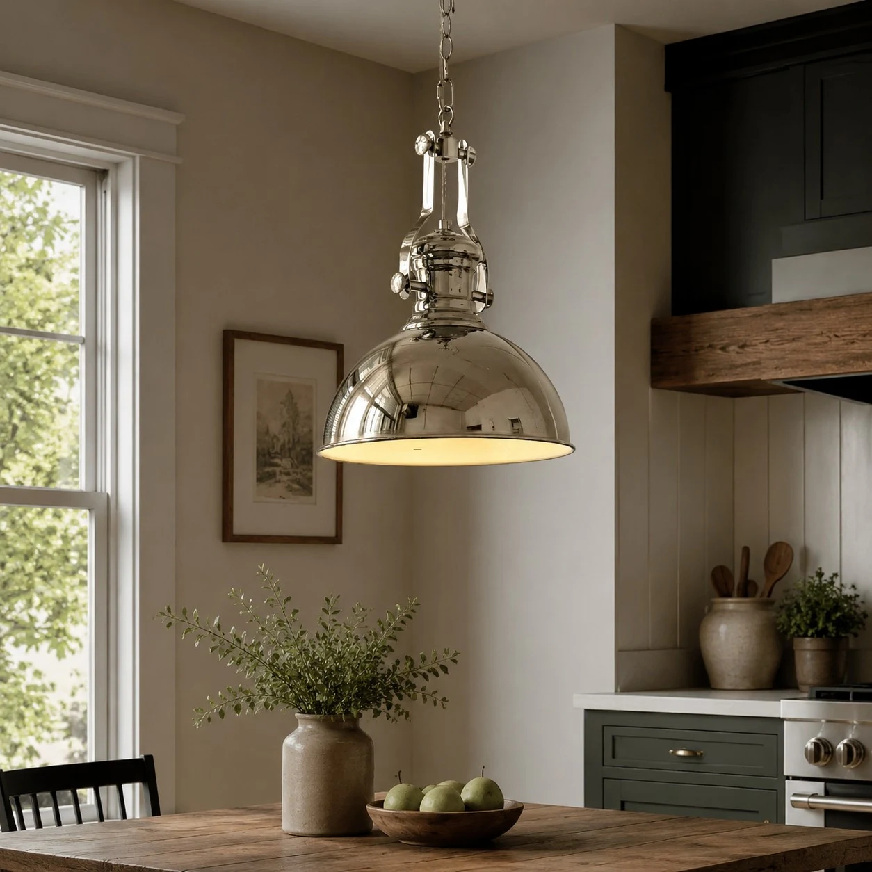 Bauhaus chrome dome pendant light