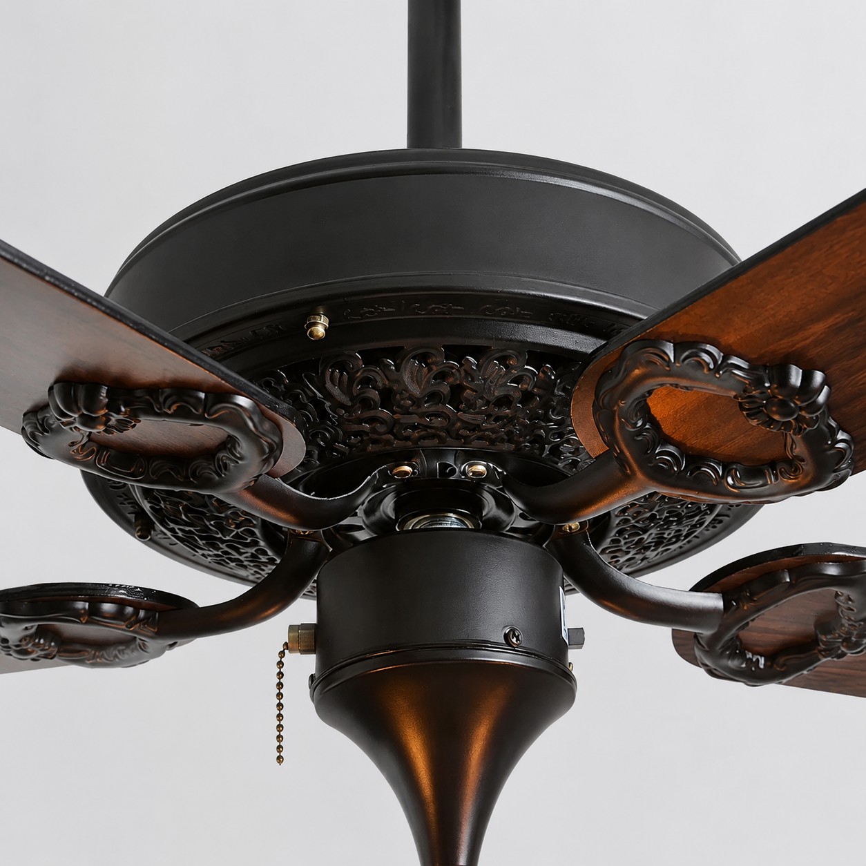 Konoha and Banana Leaf Wooden Ceiling Fan Light