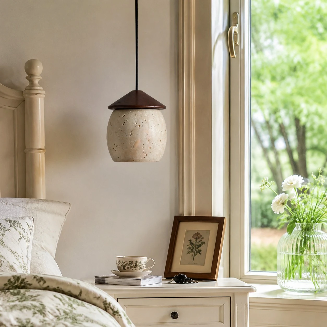 Single pendant bedside/window scene