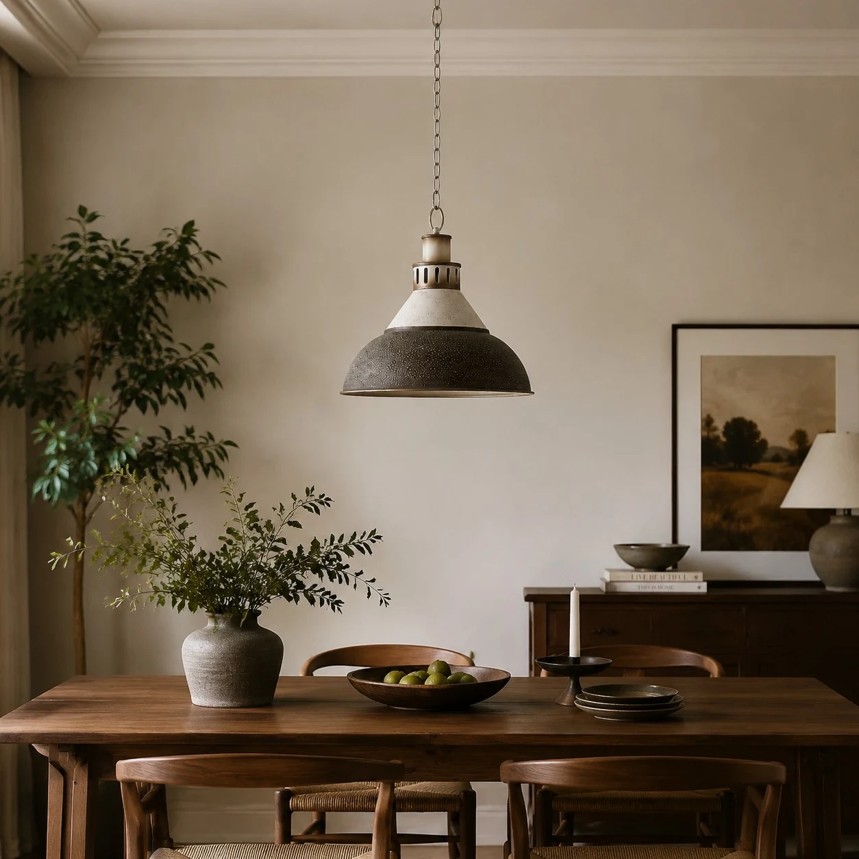 industrial dome pendant light scene and detail