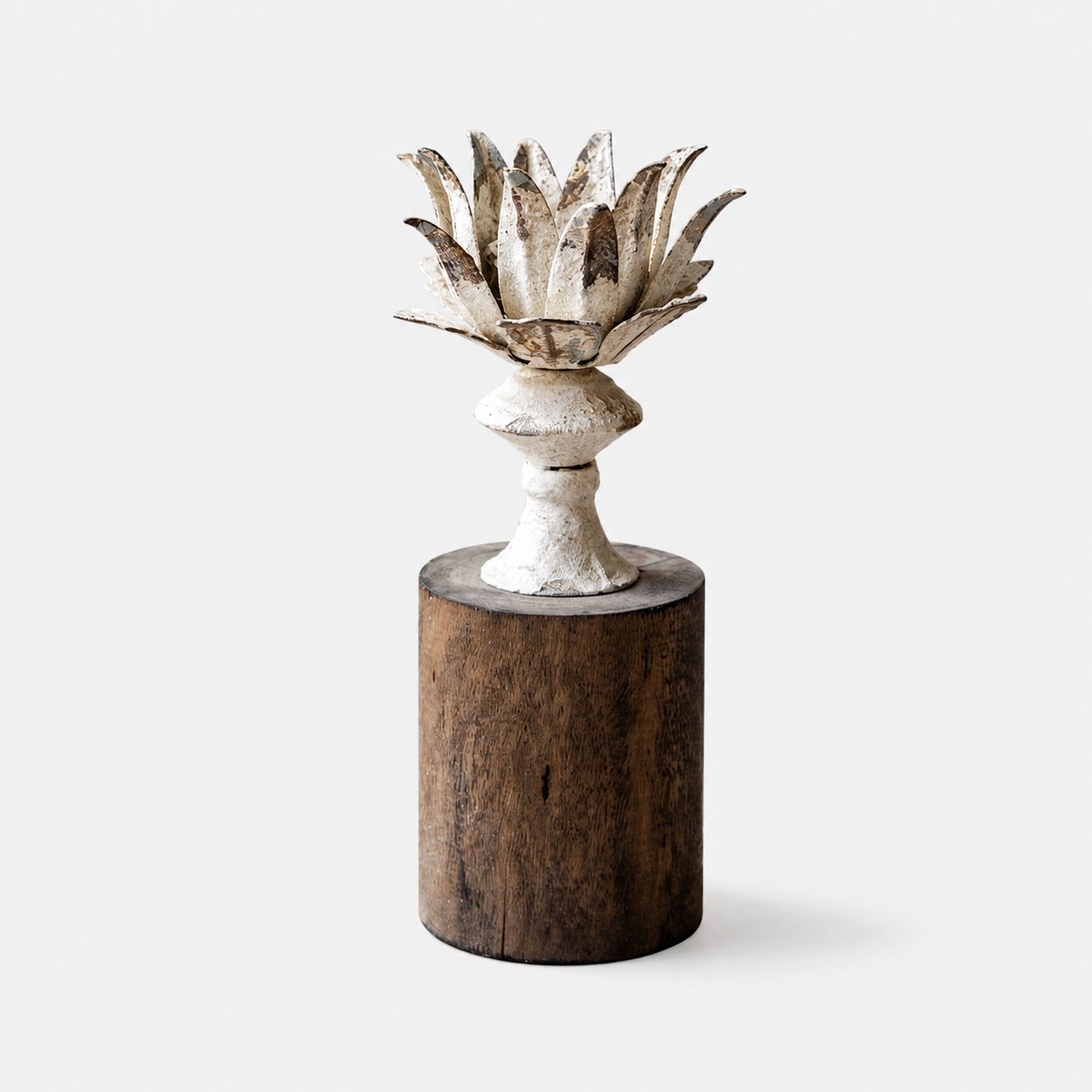 Tall lotus bloom column candle holder