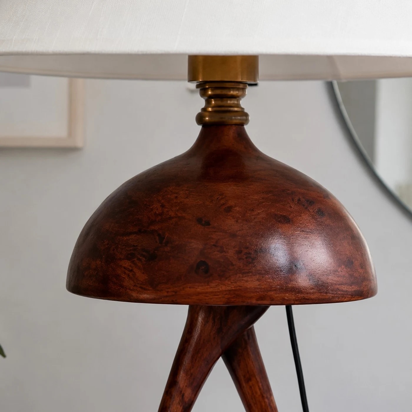 Detail view of sculptural table lamp
