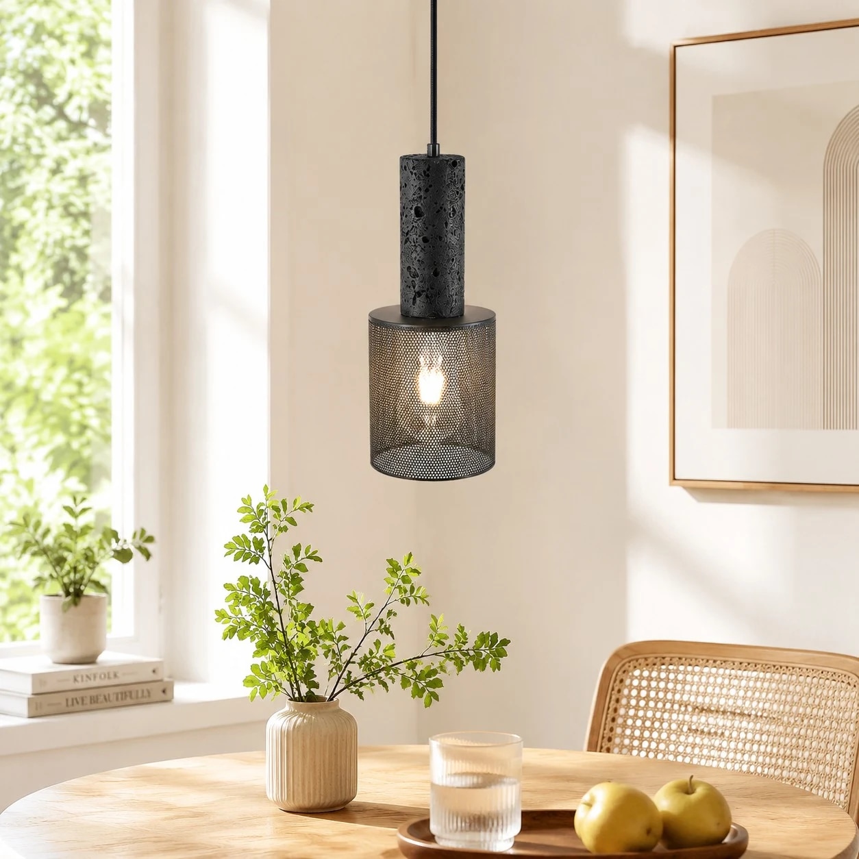 Textured Black Mesh Pendant Light 1