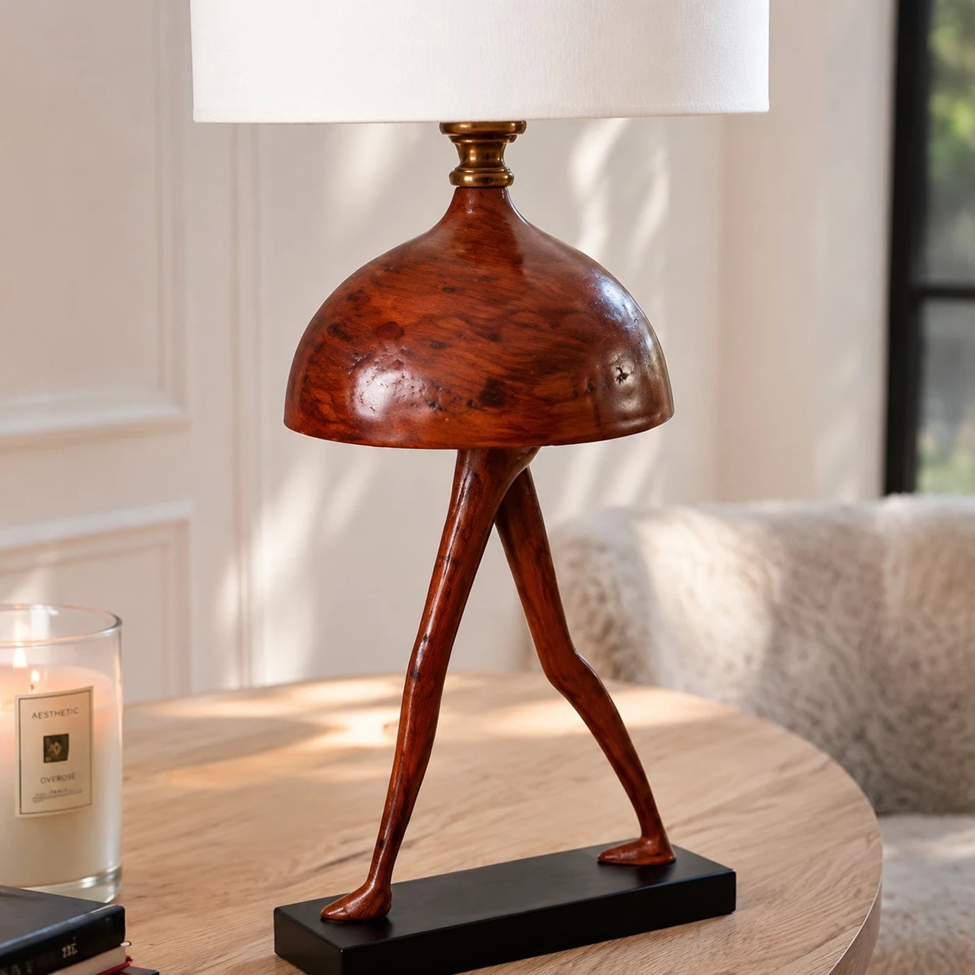 Table lamp on side table