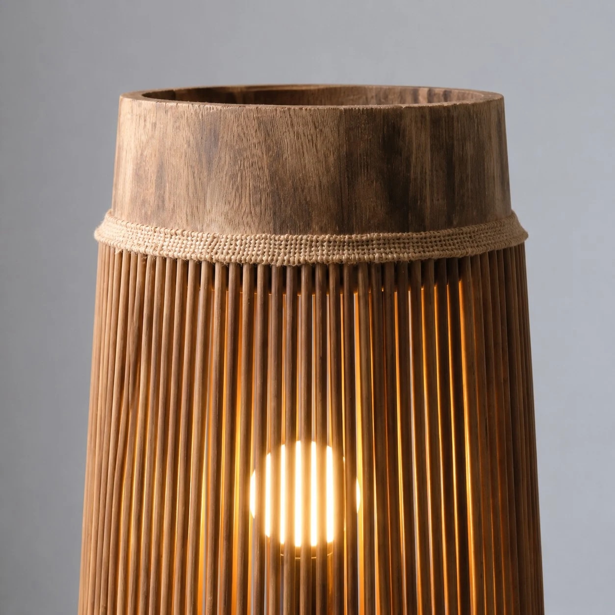 Close-up of corded shade with light diffusion