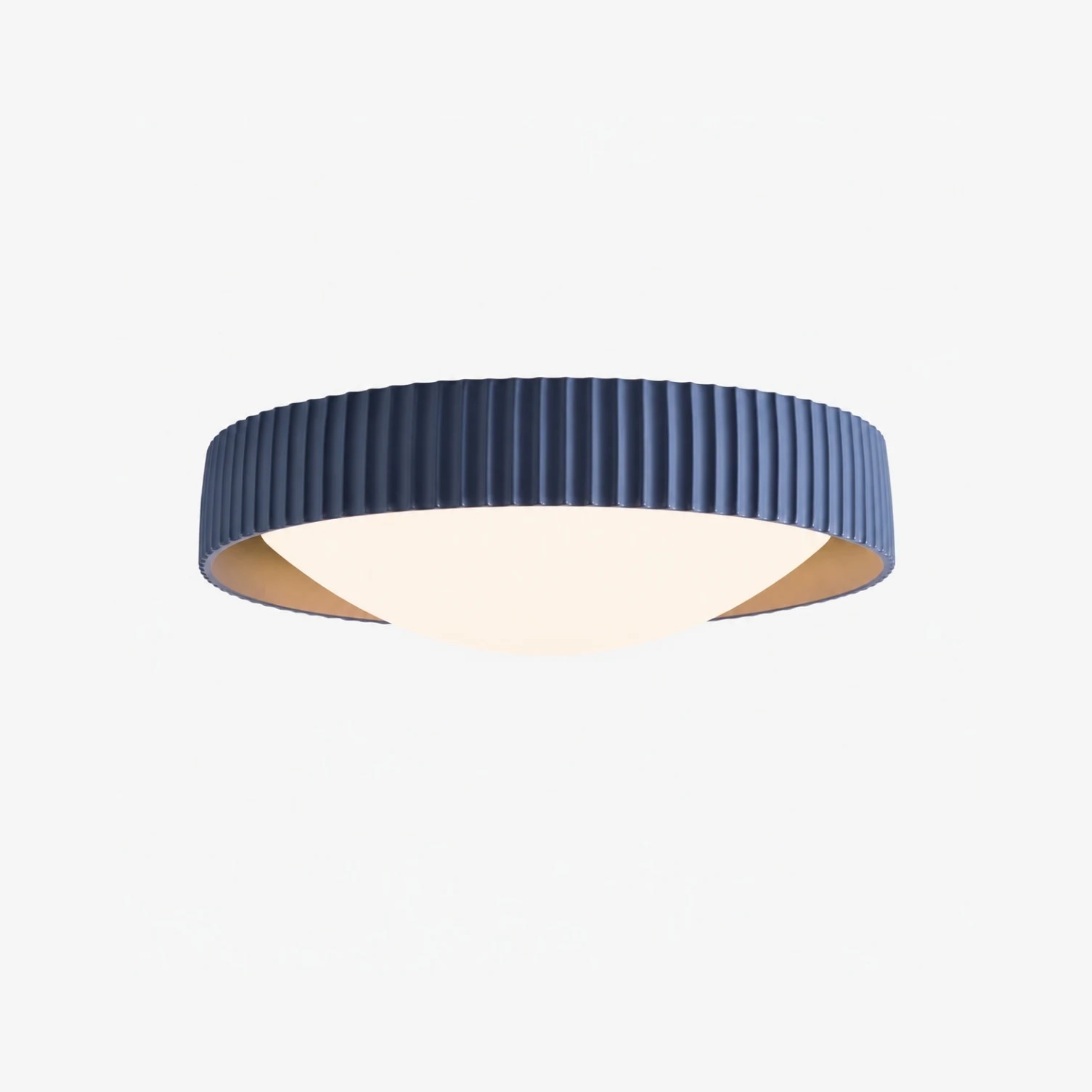 Blue color option for ribbed flush mount ceiling light