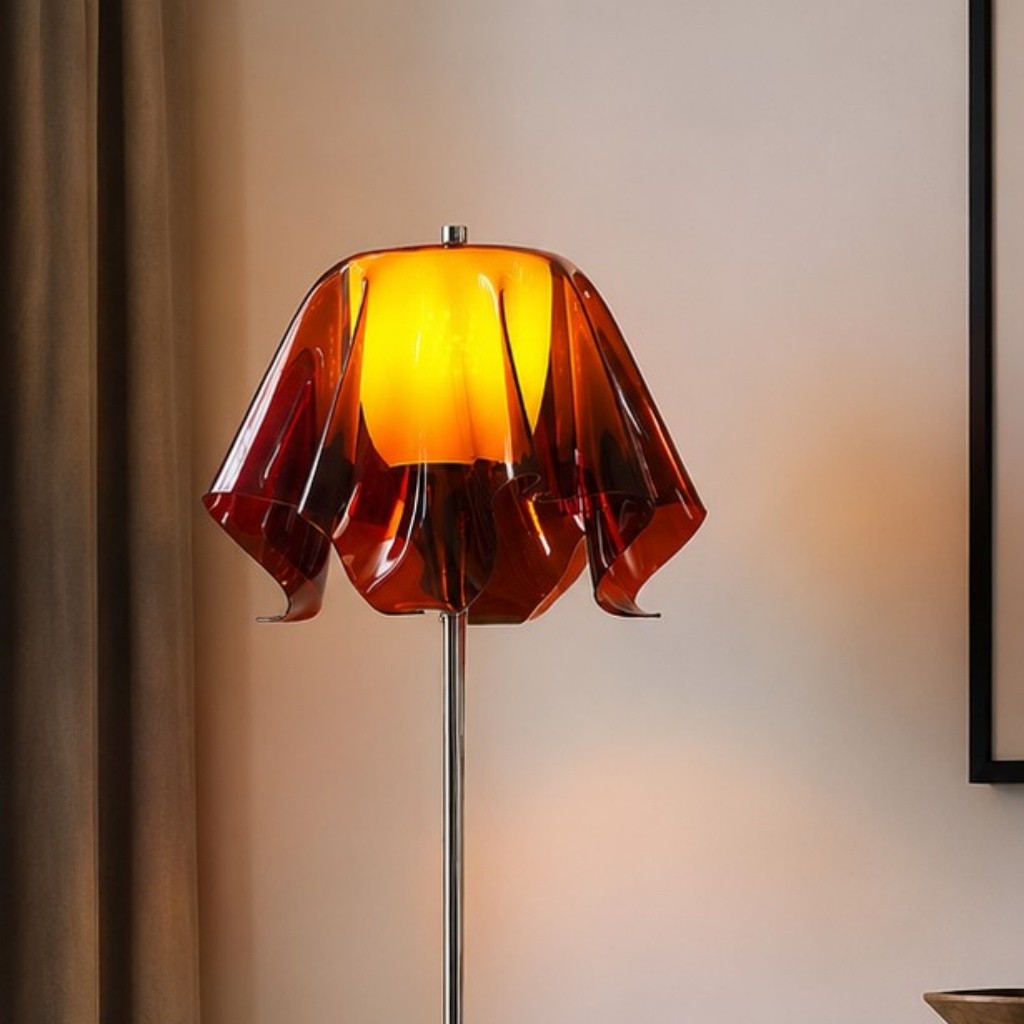 Wine red acrylic flower shade detail