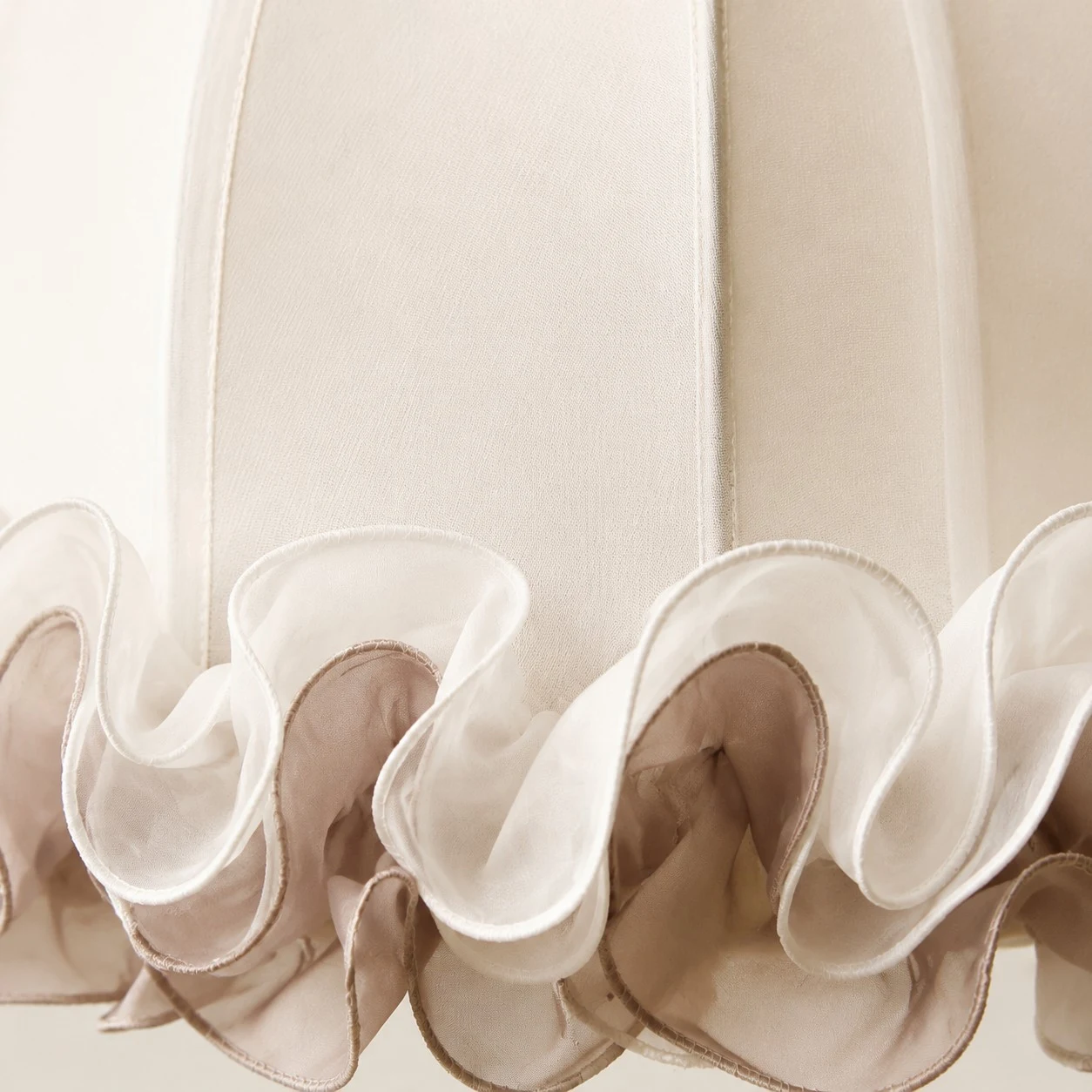 Close-up of the layered ruffled fabric edge