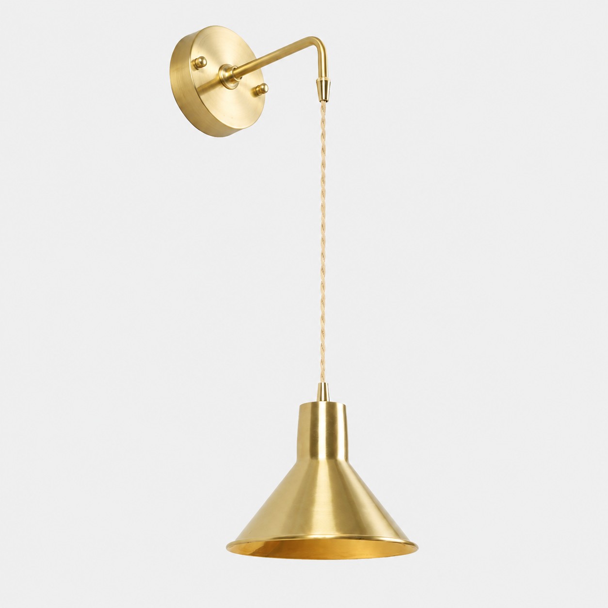 Brass yellow metal shade wall light, 1206LW style