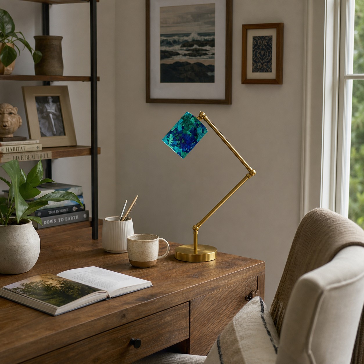 Emerald Cove table lamp on writing desk