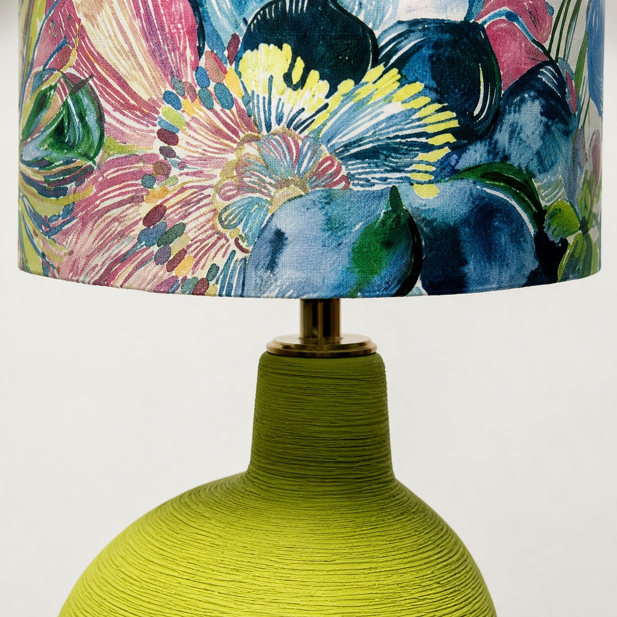 Lamp neck and fabric shade edge detail