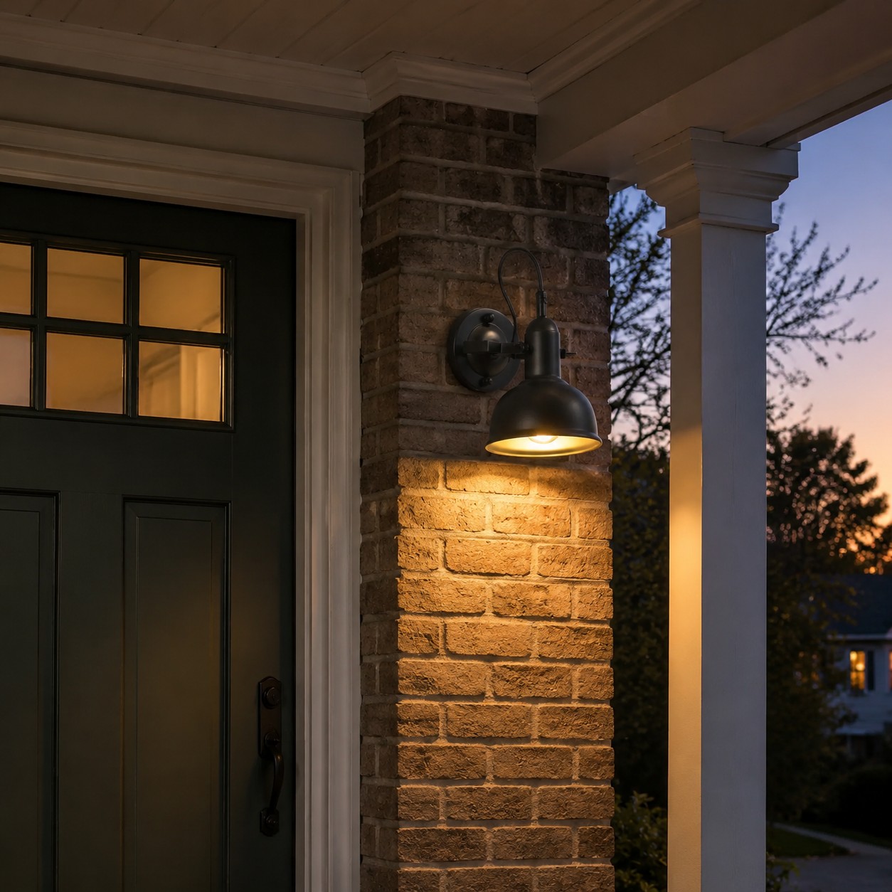 Covered side corridor at night with Antique Color finish