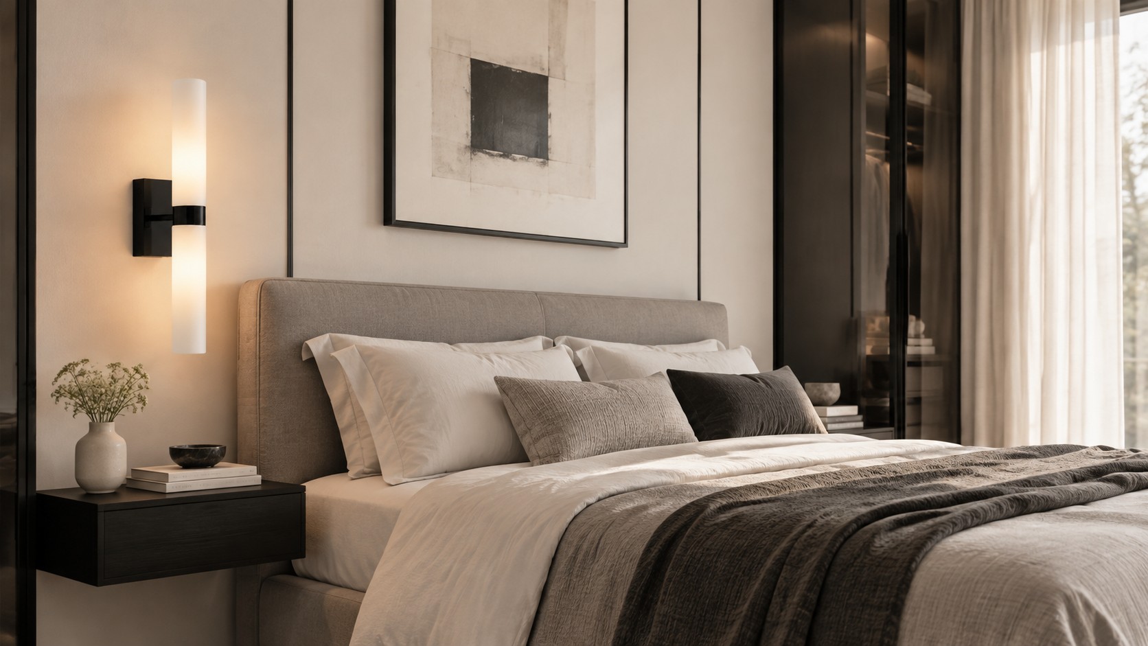 12C · Monochrome Schlafzimmer