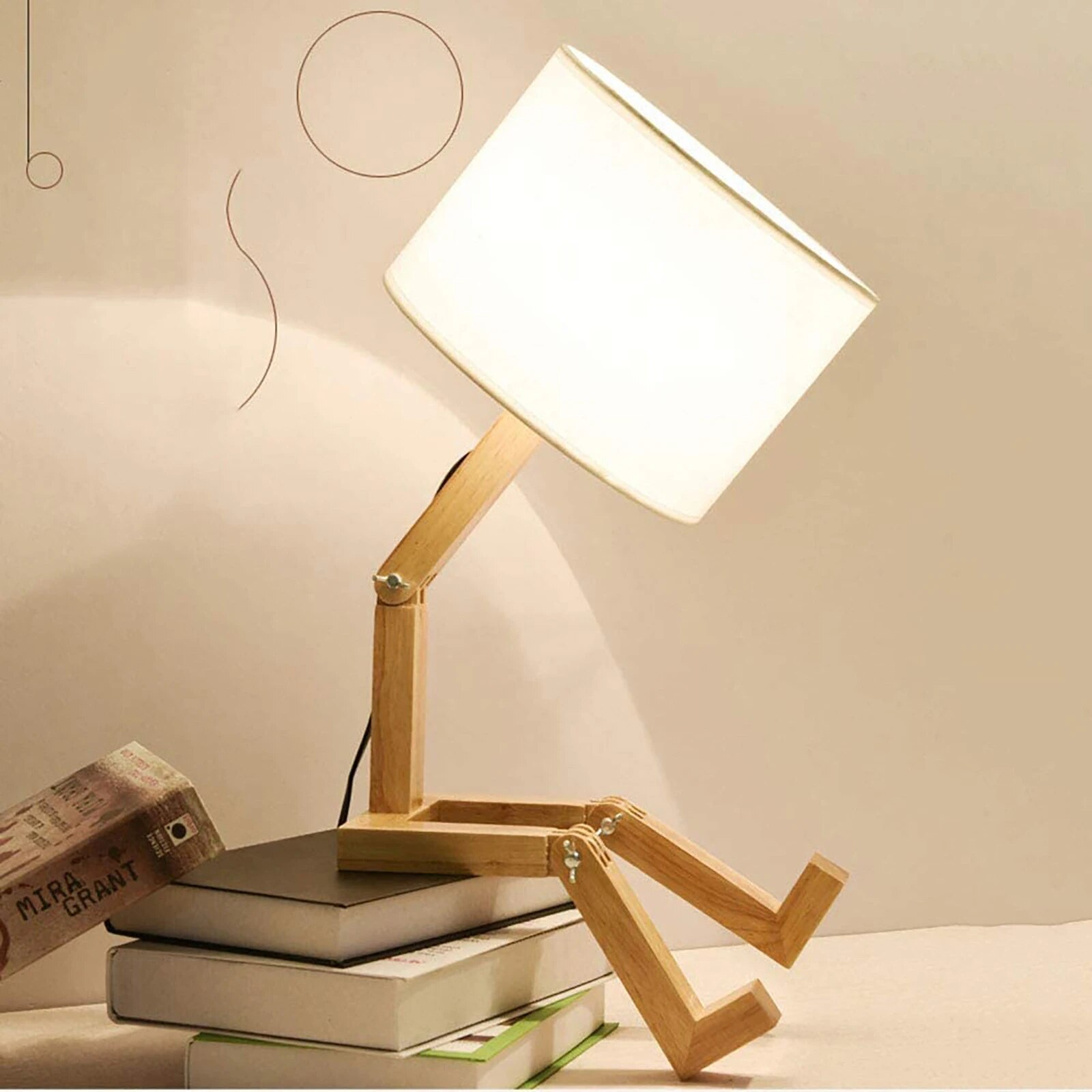 Wood Robot Shape Folding Table Lamp Creative European Fashion Bedroom Study Bedroom Bedside Linen Lamp Shade Table Lamp E27|Novelty Lighting| - AliExpress